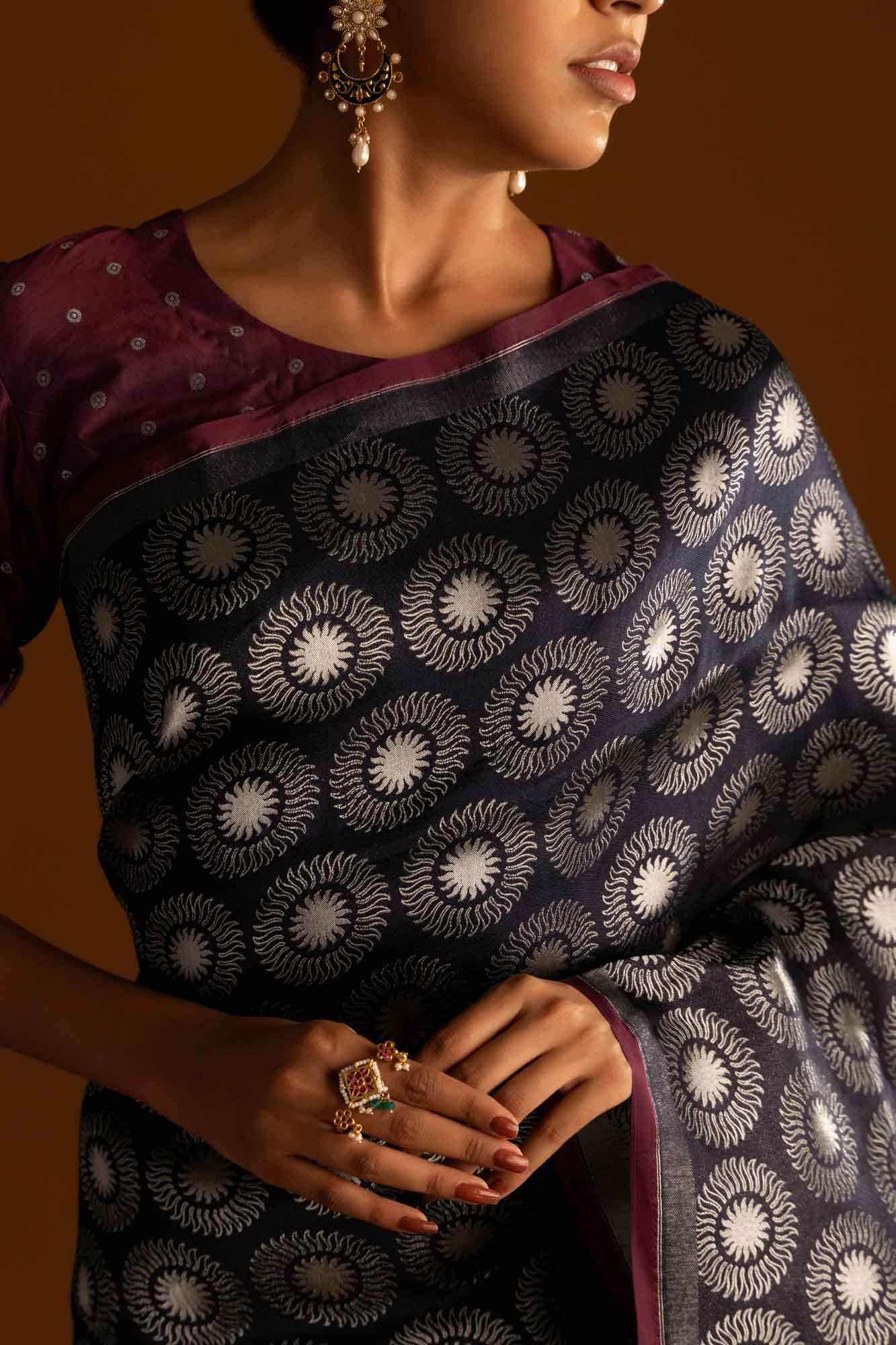 A New Day-Black Banarasi Silk Saree - Image 4