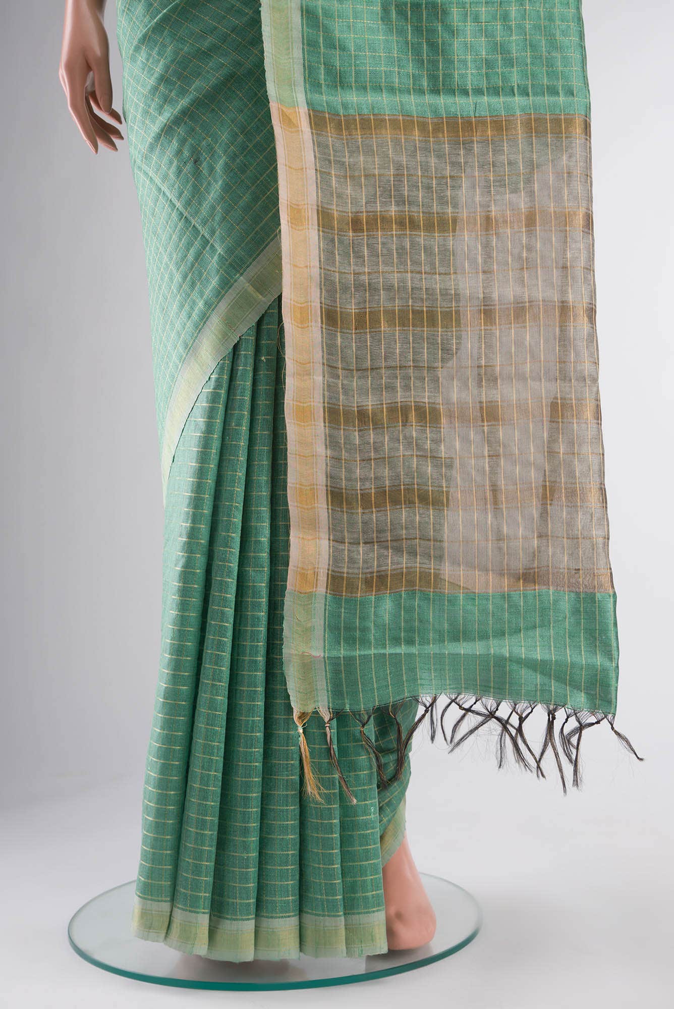 Aahana-Green Bhagalpuri Tussar Silk Saree - Image 10