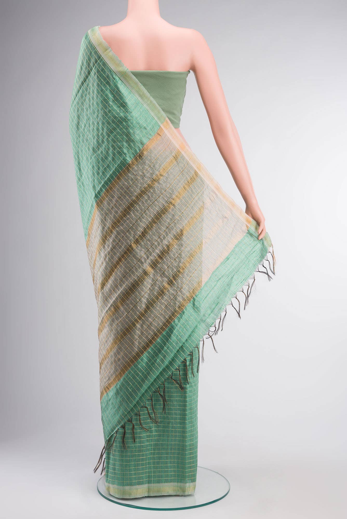 Aahana-Green Bhagalpuri Tussar Silk Saree - Image 11
