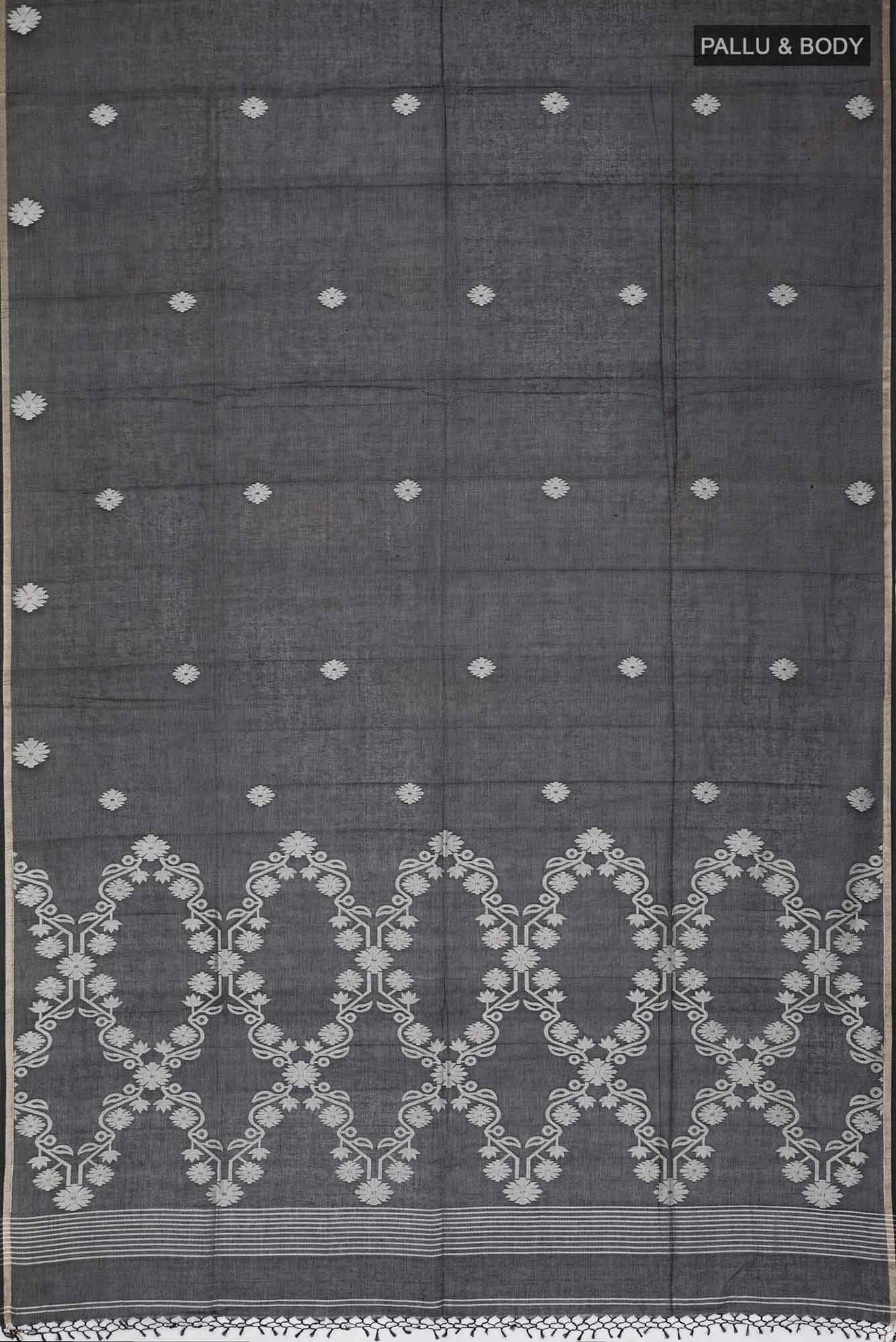 Aaheli-Black Bengal Cotton saree - Image 4
