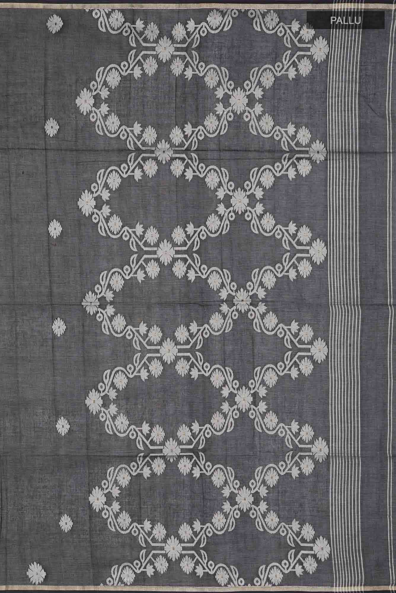 Aaheli-Black Bengal Cotton saree - Image 5