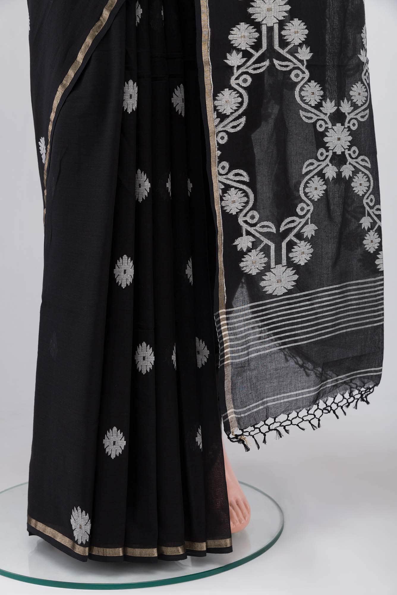 Aaheli-Black Bengal Cotton saree - Image 9