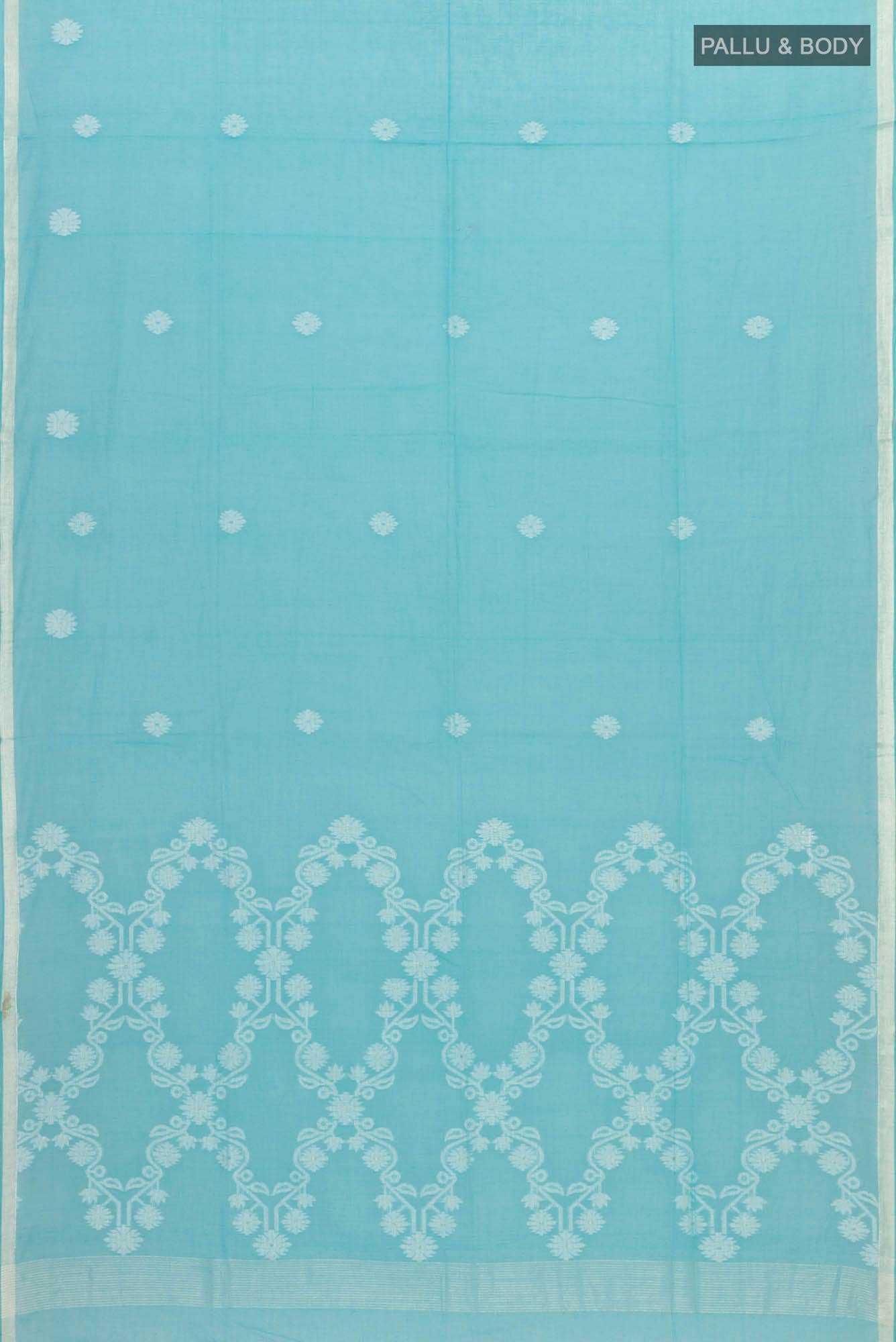 Aaheli-Light Blue Bengal Cotton Saree - Image 4