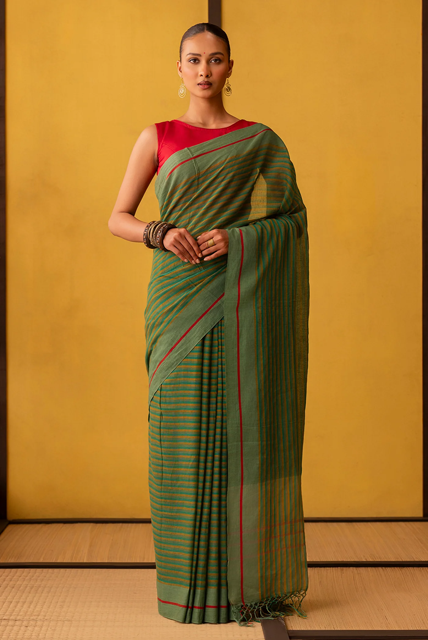 Aamras-Green Cotton Saree - Image 2