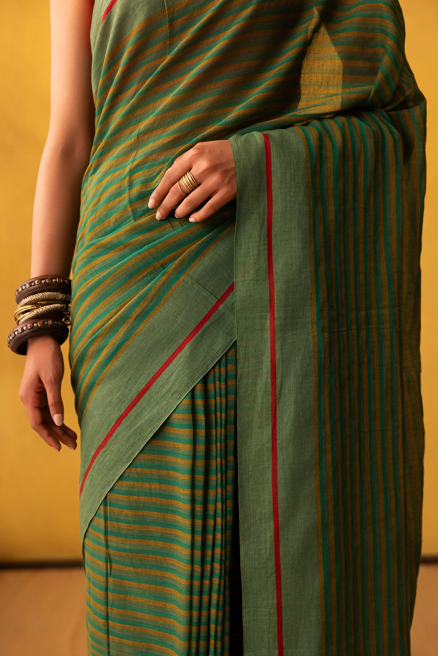 Aamras-Green Cotton Saree - Image 4