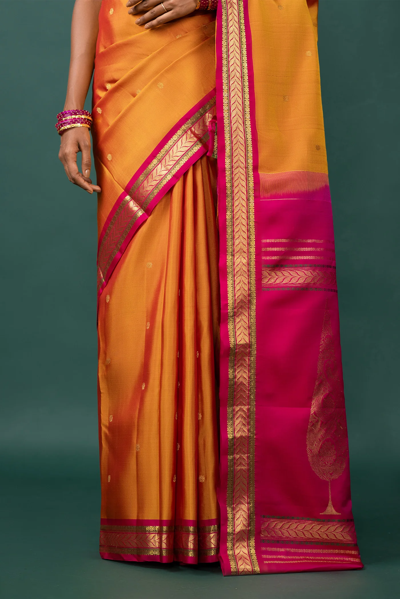 Aathira - Mustard Yellow Kanchipuram Silk Saree - Image 5