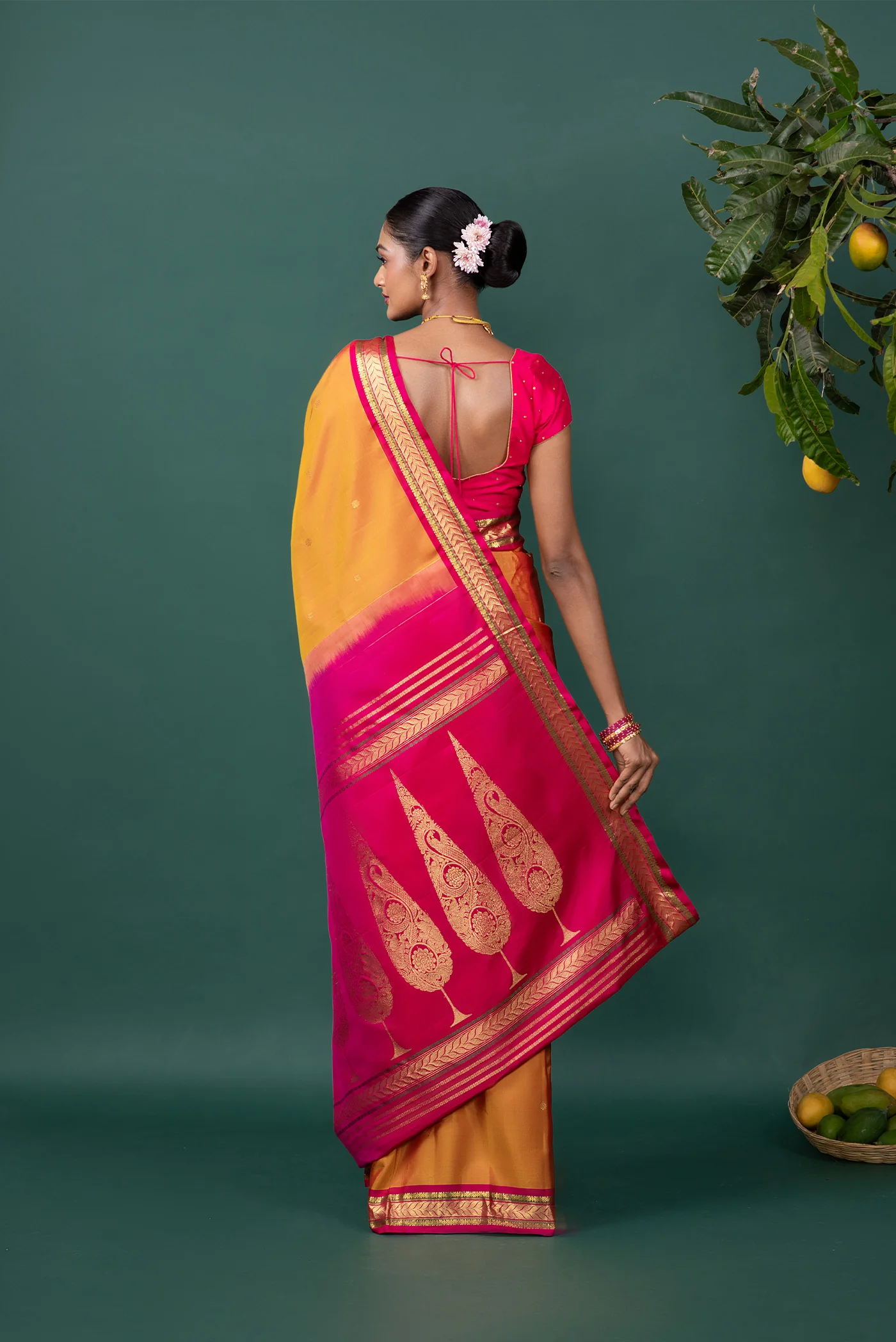 Aathira - Mustard Yellow Kanchipuram Silk Saree - Image 7