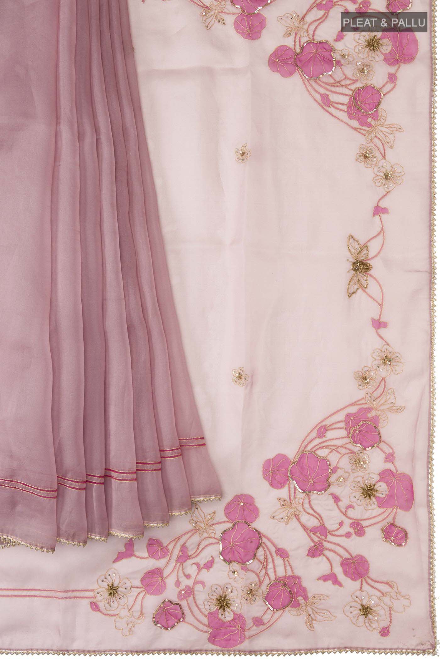 Aboli-Pink Organza Silk Saree - Image 3