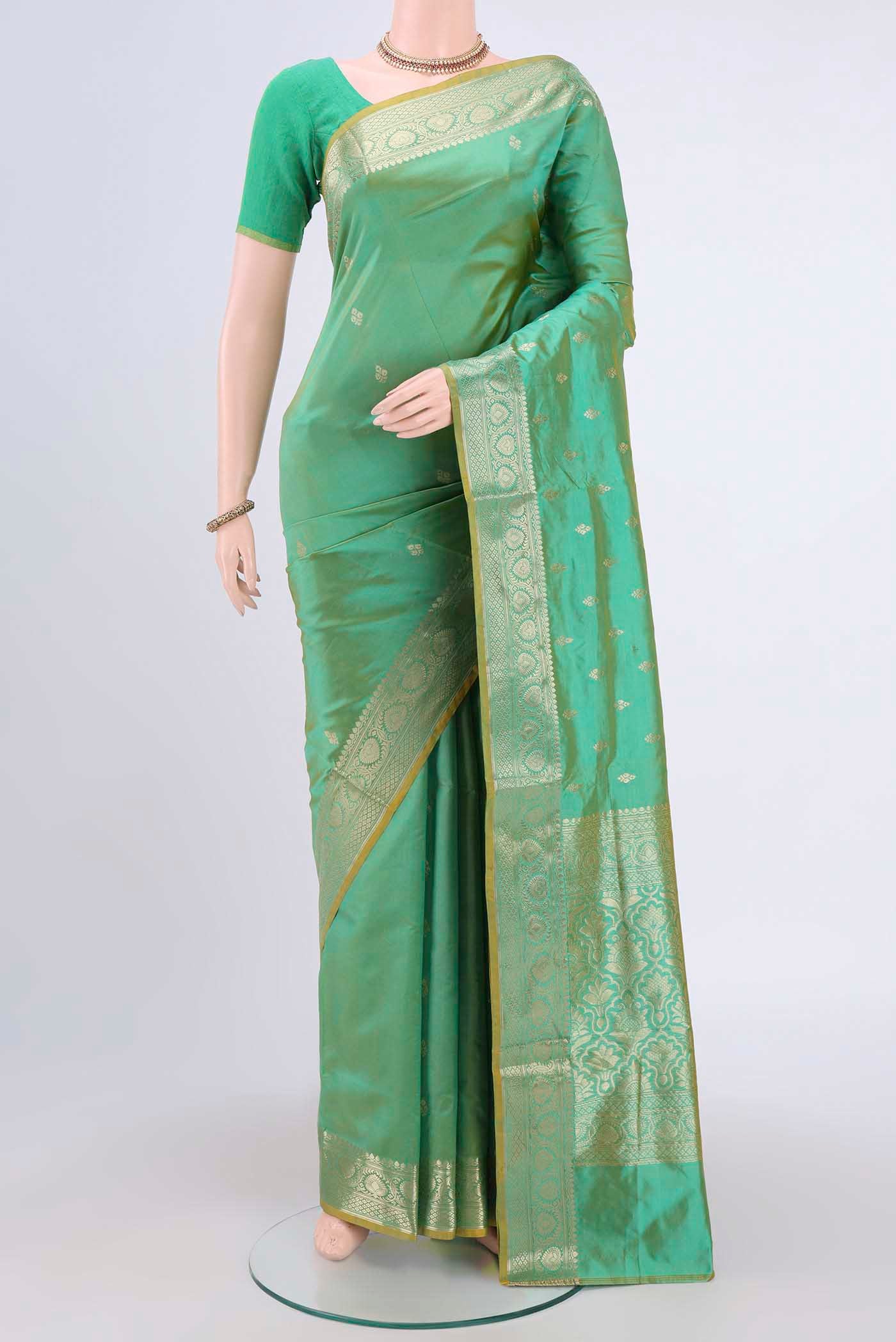 Acid Green Dual Tone Banarasi Katan Silk Saree