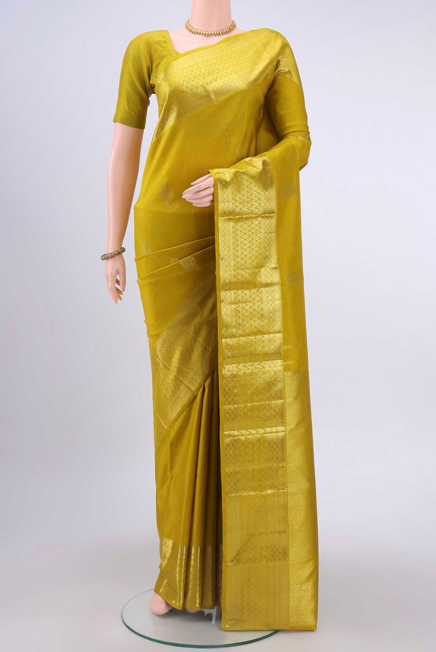 Acid Green Kanchipuram Saree