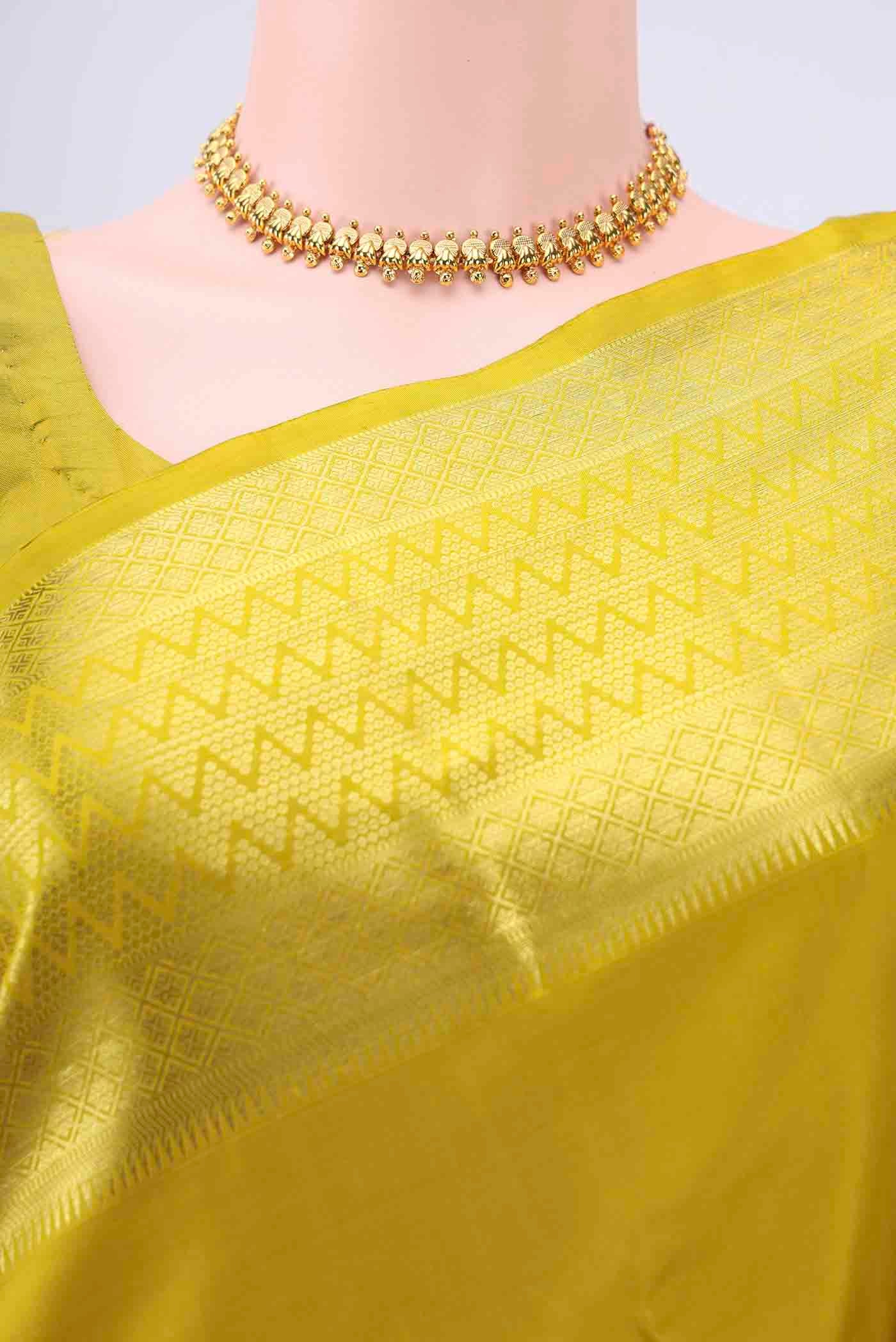 Acid Green Kanchipuram Saree - Image 2