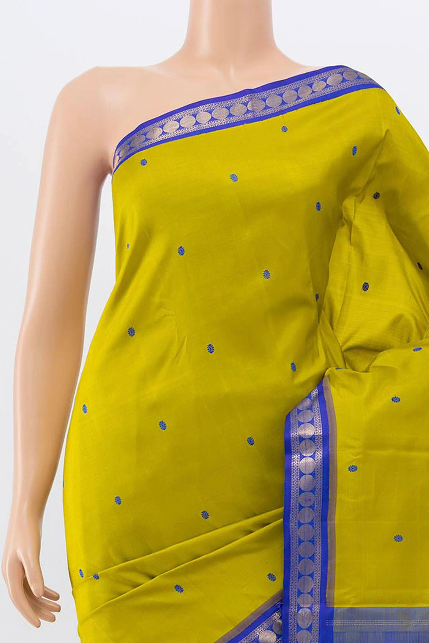 Acid Green Kanjivaram Silk Saree - Image 2