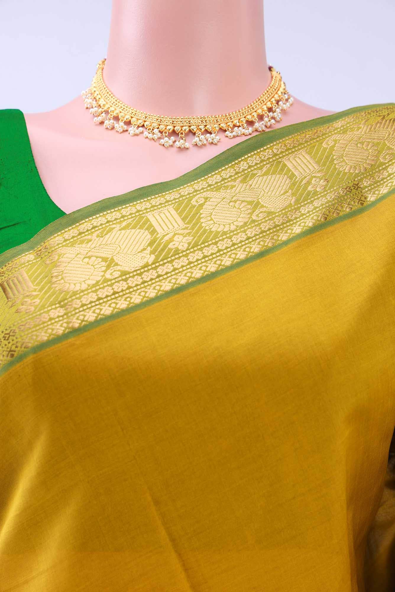 Acid Green Silk Cotton Saree - Image 2