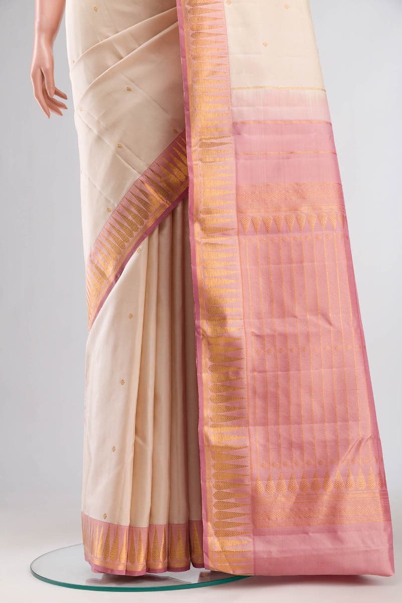 Amara-Cream Kanchipuram Silk Saree - Image 3
