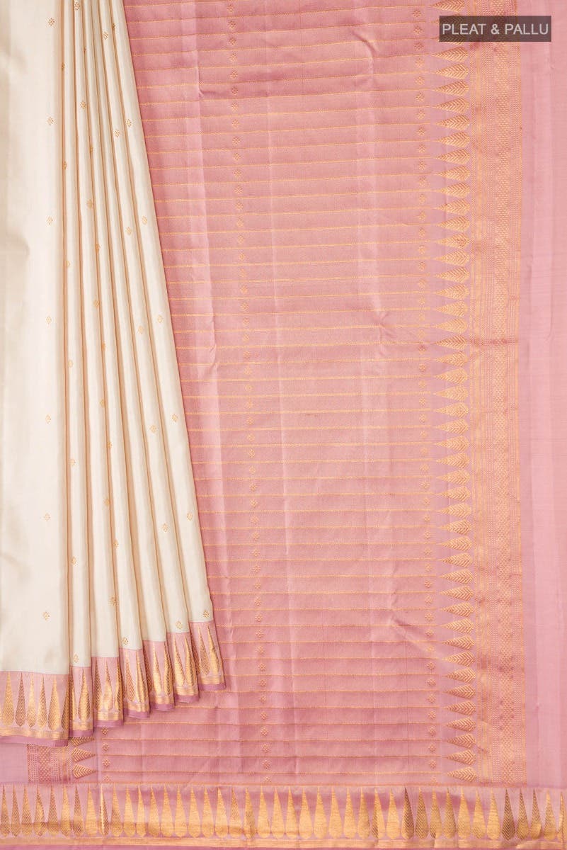 Amara-Cream Kanchipuram Silk Saree - Image 5