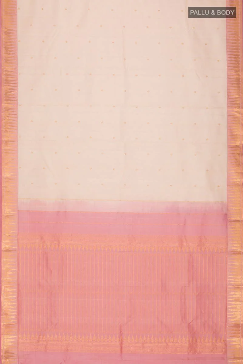 Amara-Cream Kanchipuram Silk Saree - Image 9