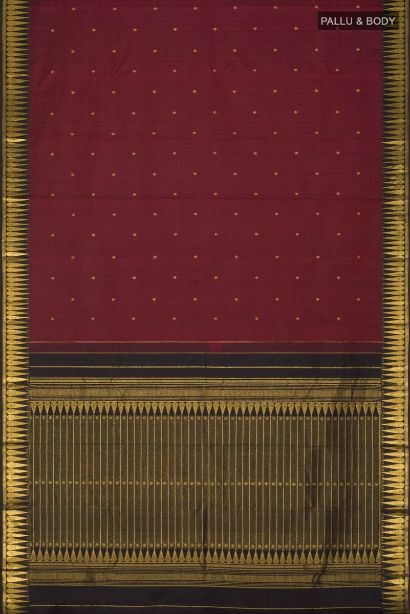 Amara-Maroon Kanchipuram Silk Saree - Image 10