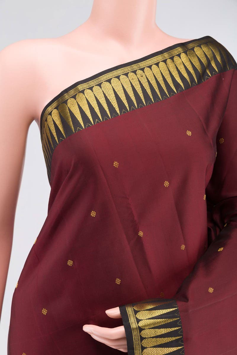 Amara-Maroon Kanchipuram Silk Saree - Image 3