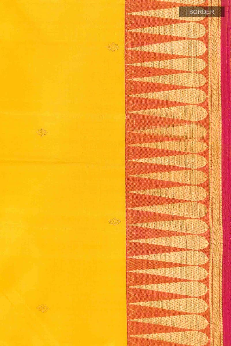 Amara-Mustard Yellow Kanchipuram Silk Saree - Image 6