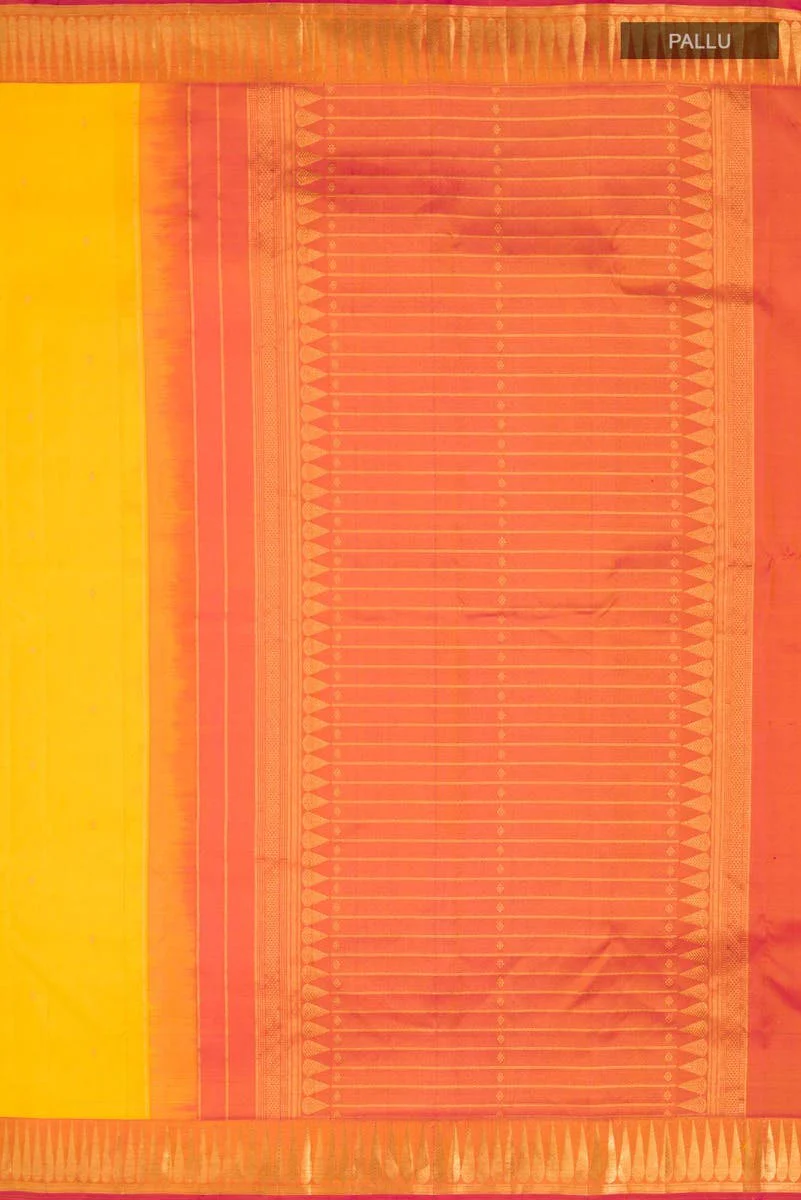 Amara-Mustard Yellow Kanchipuram Silk Saree - Image 9