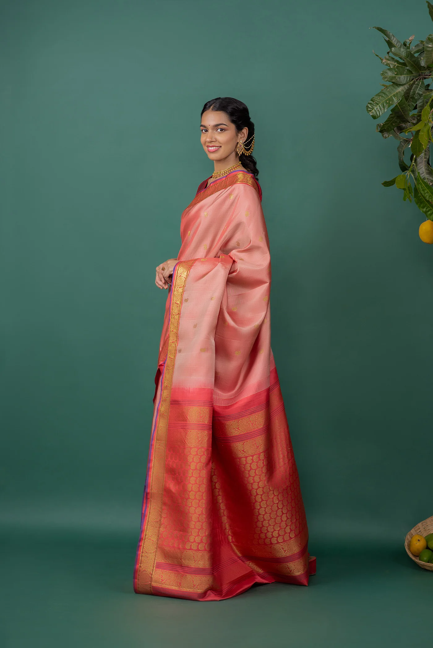 Ambara - Peach Kanchipuram Silk Saree - Image 3