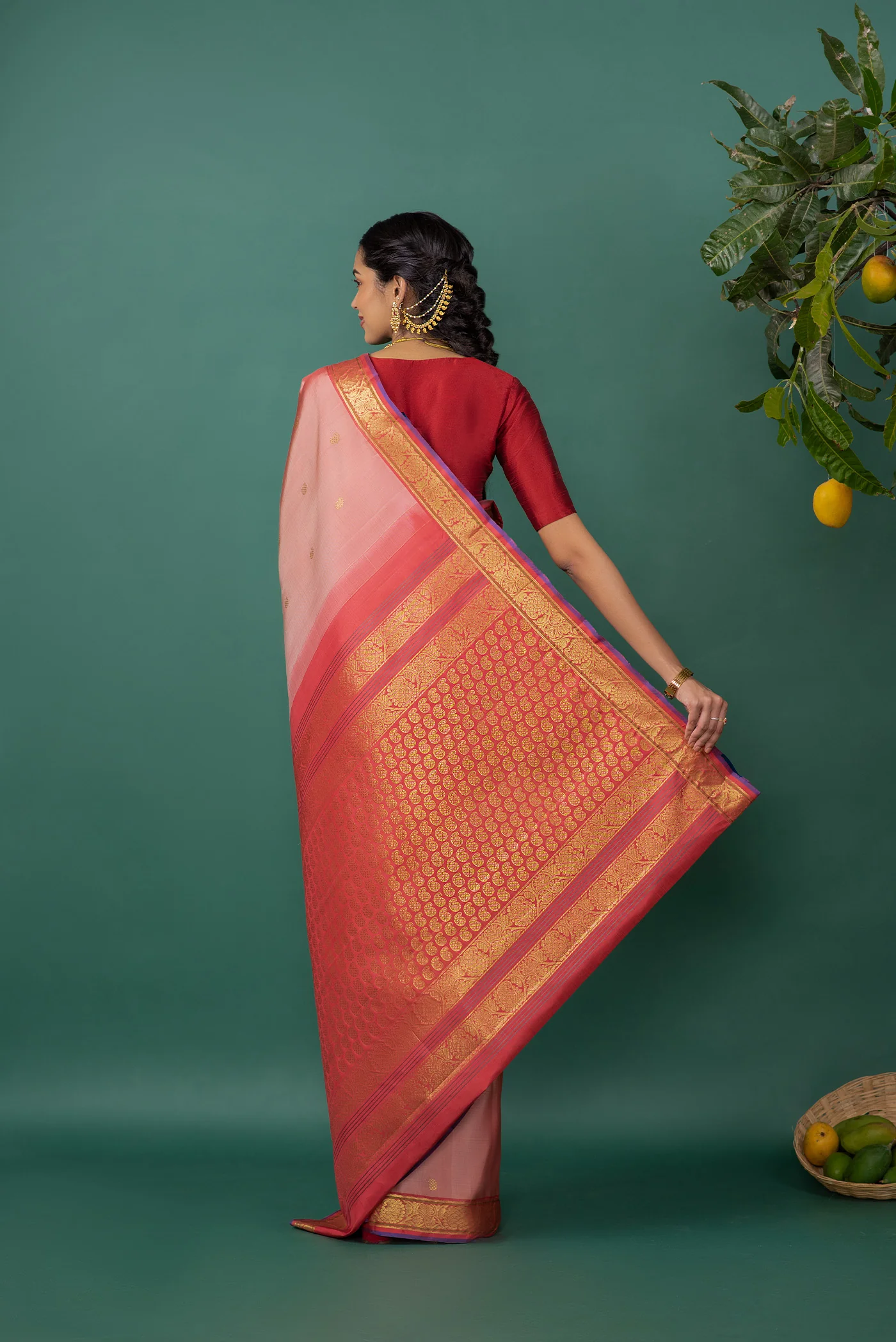 Ambara - Peach Kanchipuram Silk Saree - Image 7
