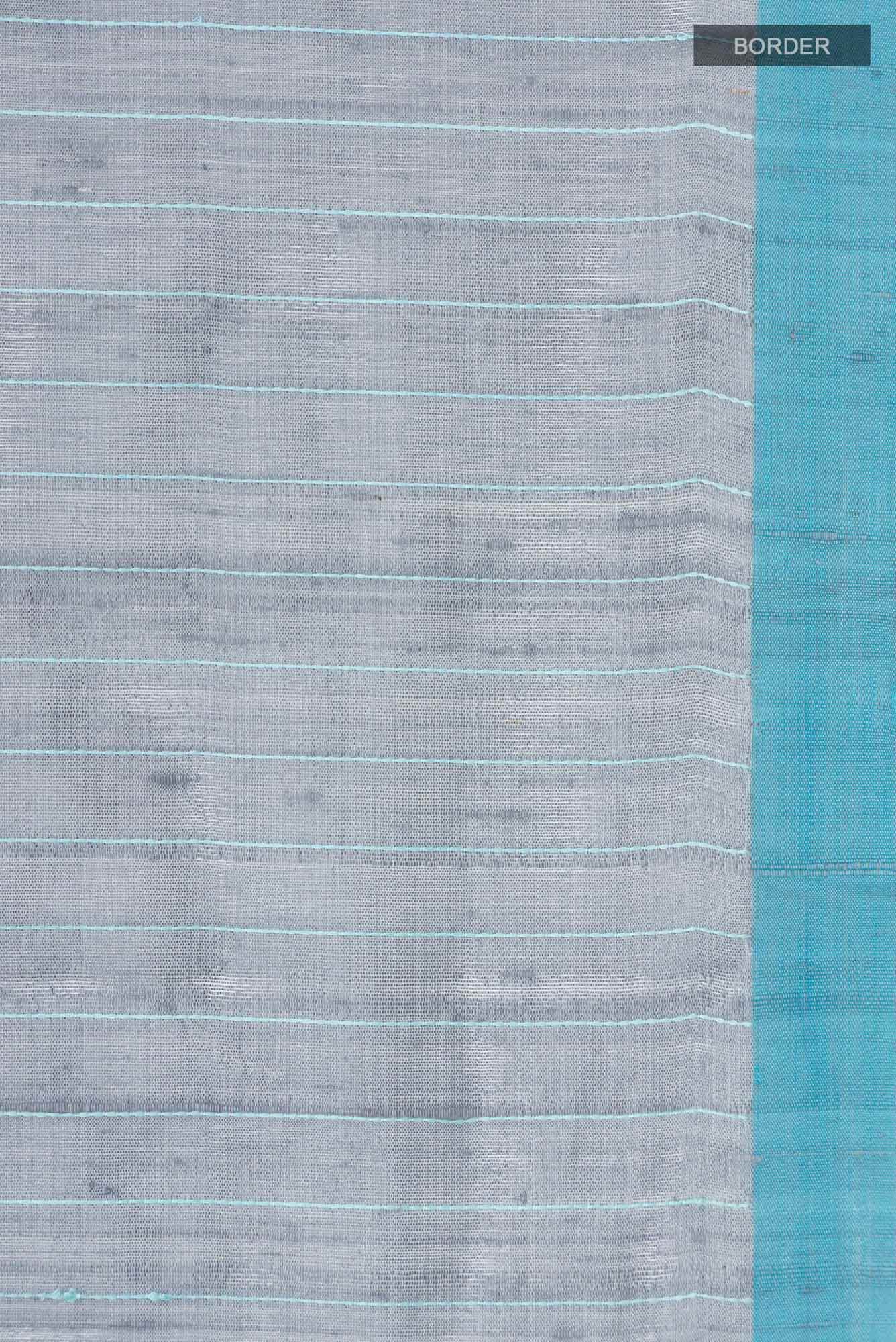 Amisha-Grey Bhagalpuri Tussar Silk Saree - Image 7