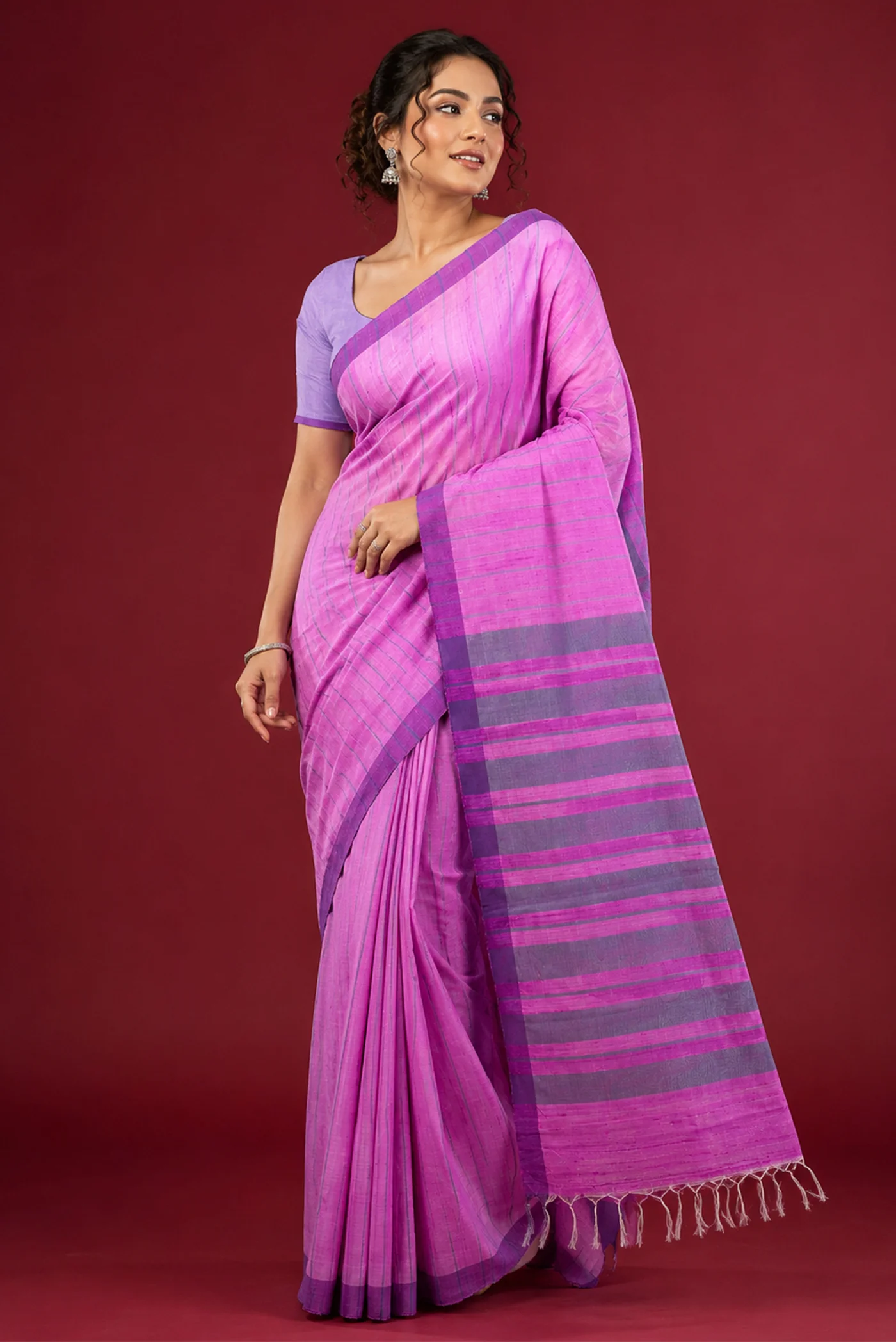 Amisha-Pink Bhagalpuri Tussar Silk Saree