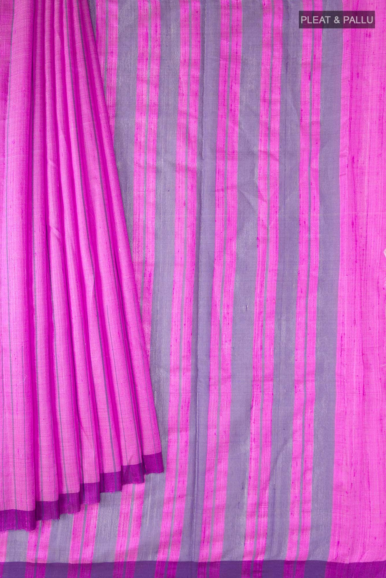 Amisha-Pink Bhagalpuri Tussar Silk Saree - Image 7