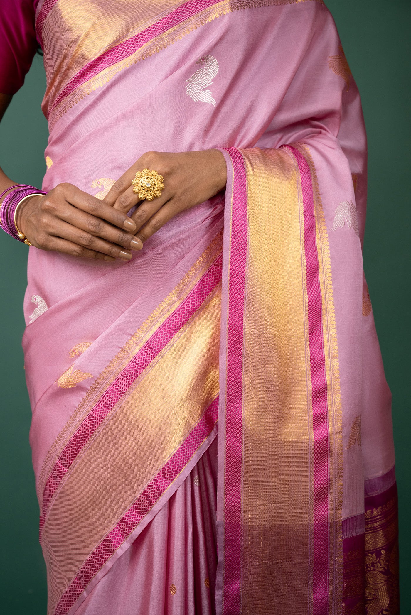 Amudhai - Pink Kanchipuram Silk Saree - Image 6