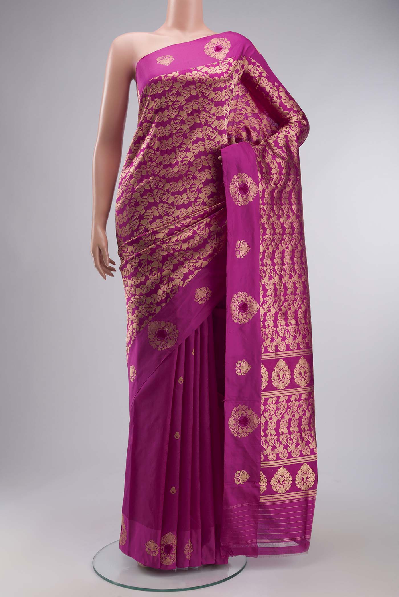 Anaar-Pink Banarasi Katan Silk Saree - Image 2