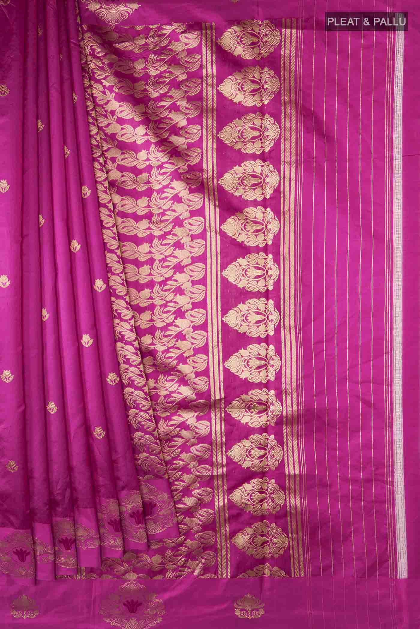 Anaar-Pink Banarasi Katan Silk Saree - Image 3