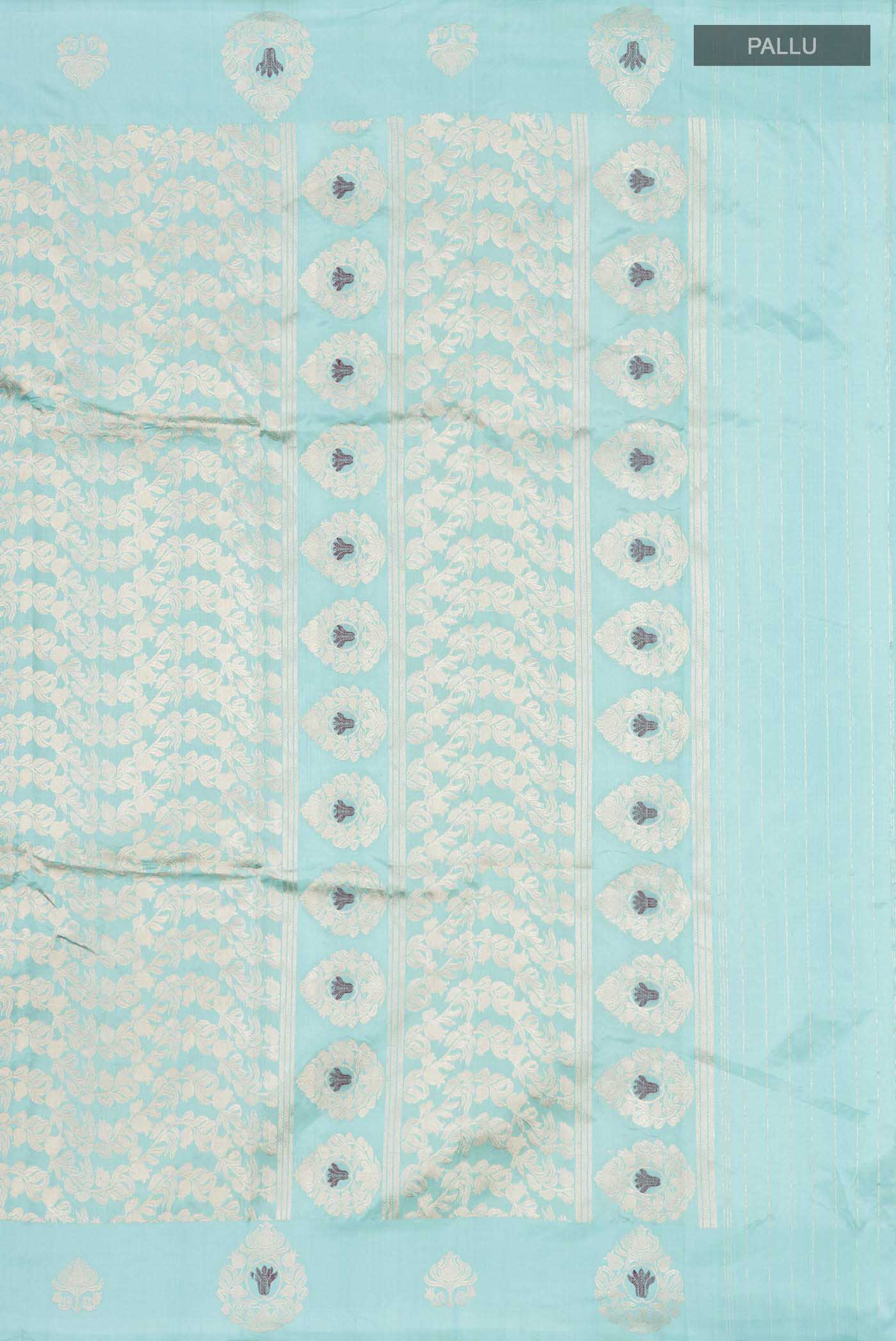 Anaar-Turquoise Banarasi Katan Silk Saree - Image 6