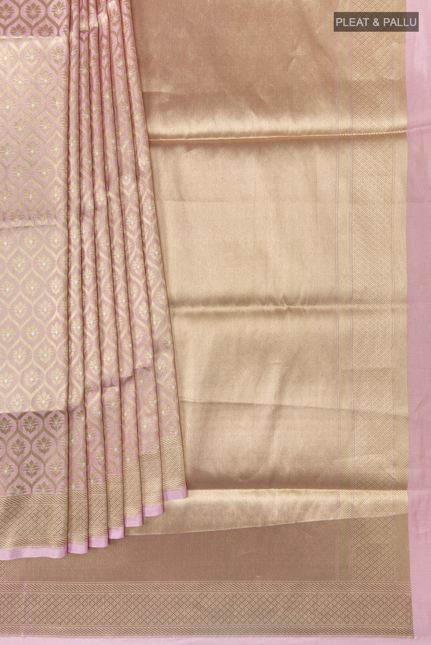 Antara-Rose Gold Banarasi Silk Saree - Image 2