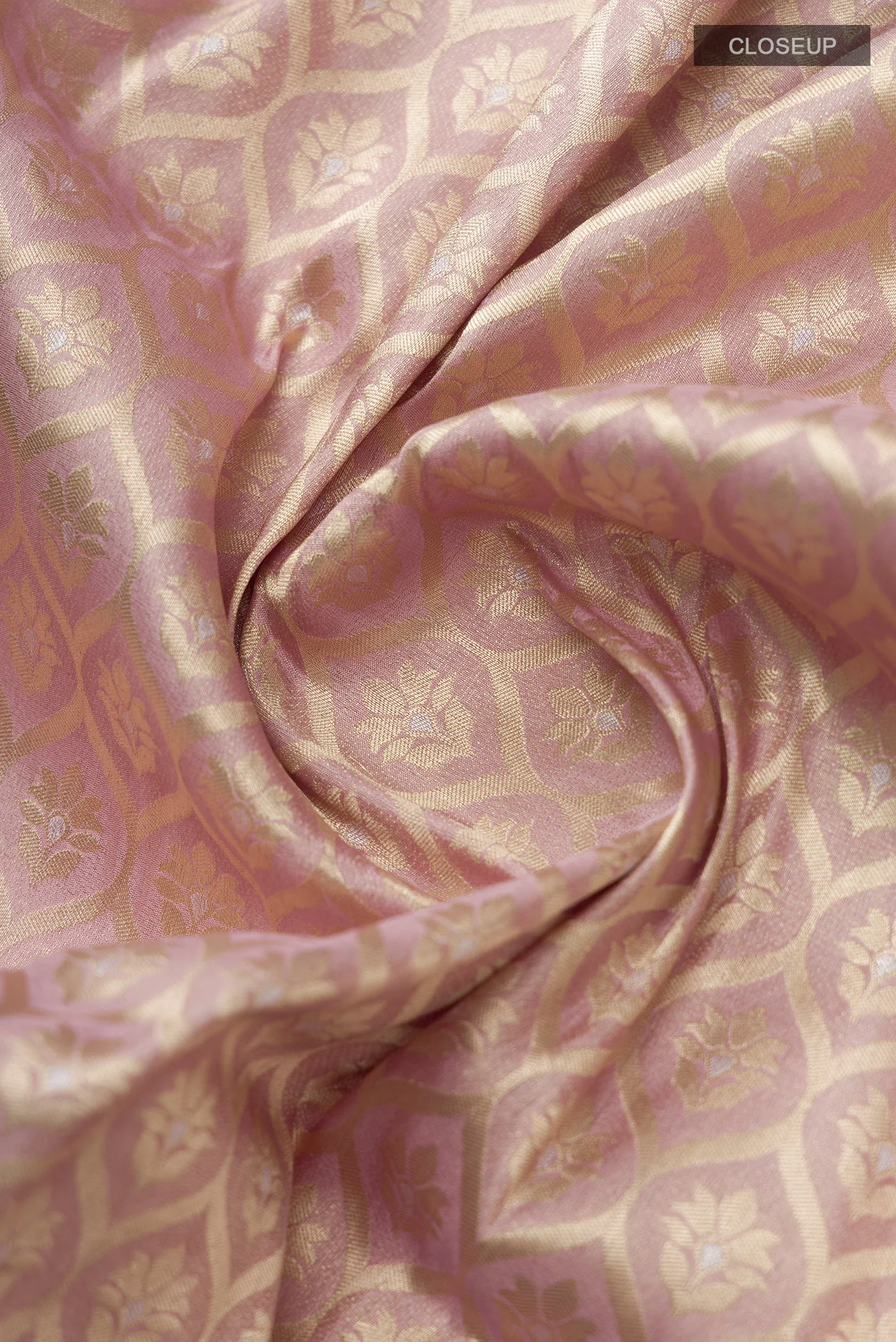 Antara-Rose Gold Banarasi Silk Saree - Image 4