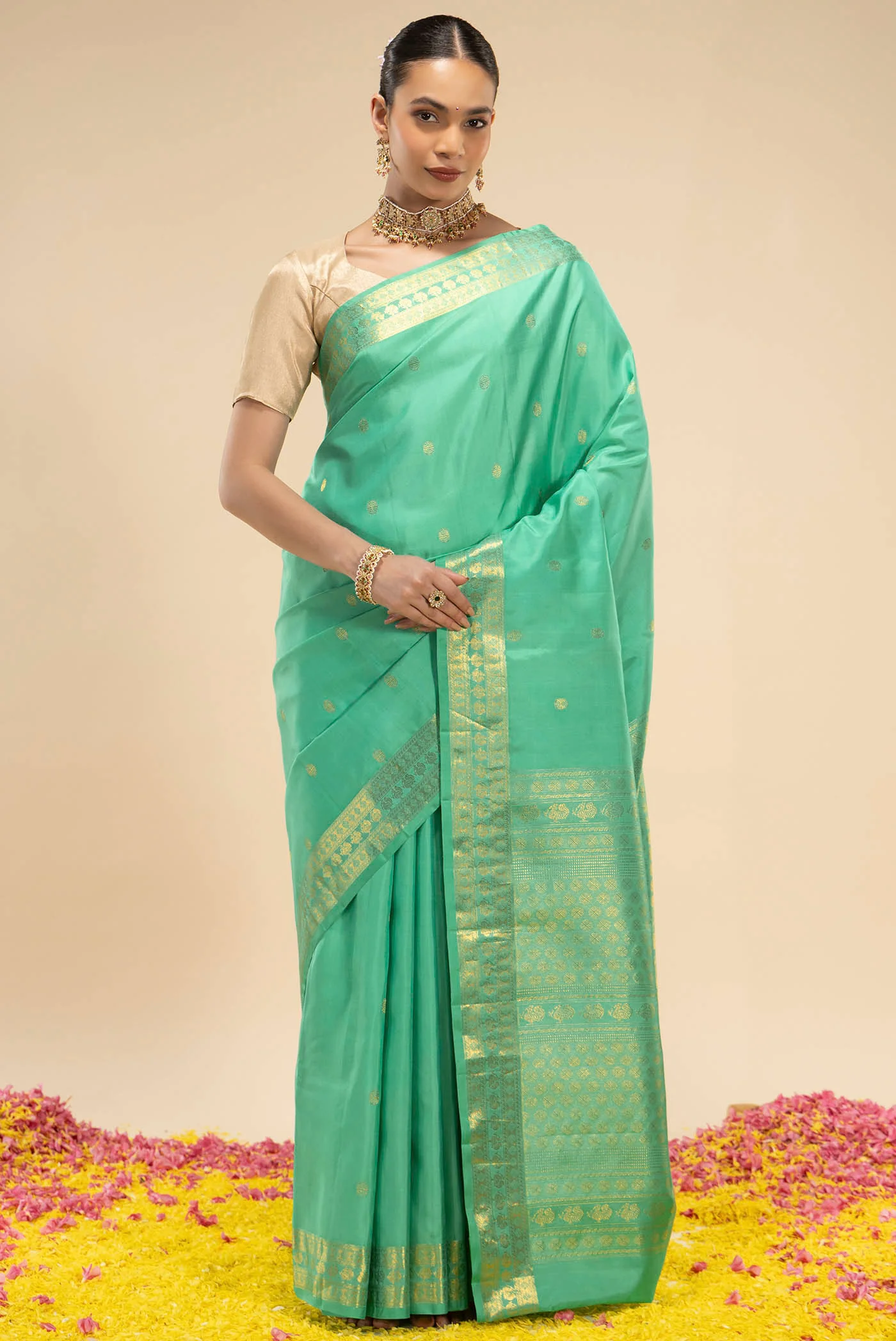 Anudhyana-Turquoise Kanchipuram Silk Saree