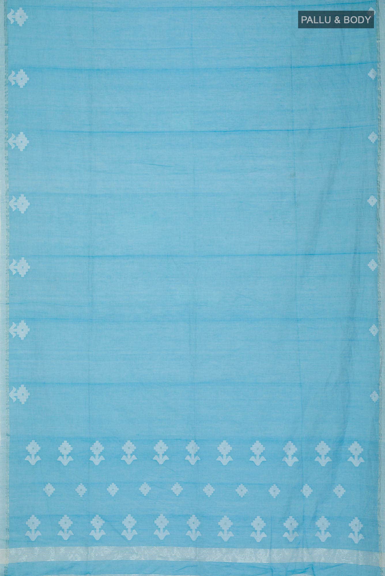 Anuradha-Sky Blue Bengal Cotton saree - Image 4