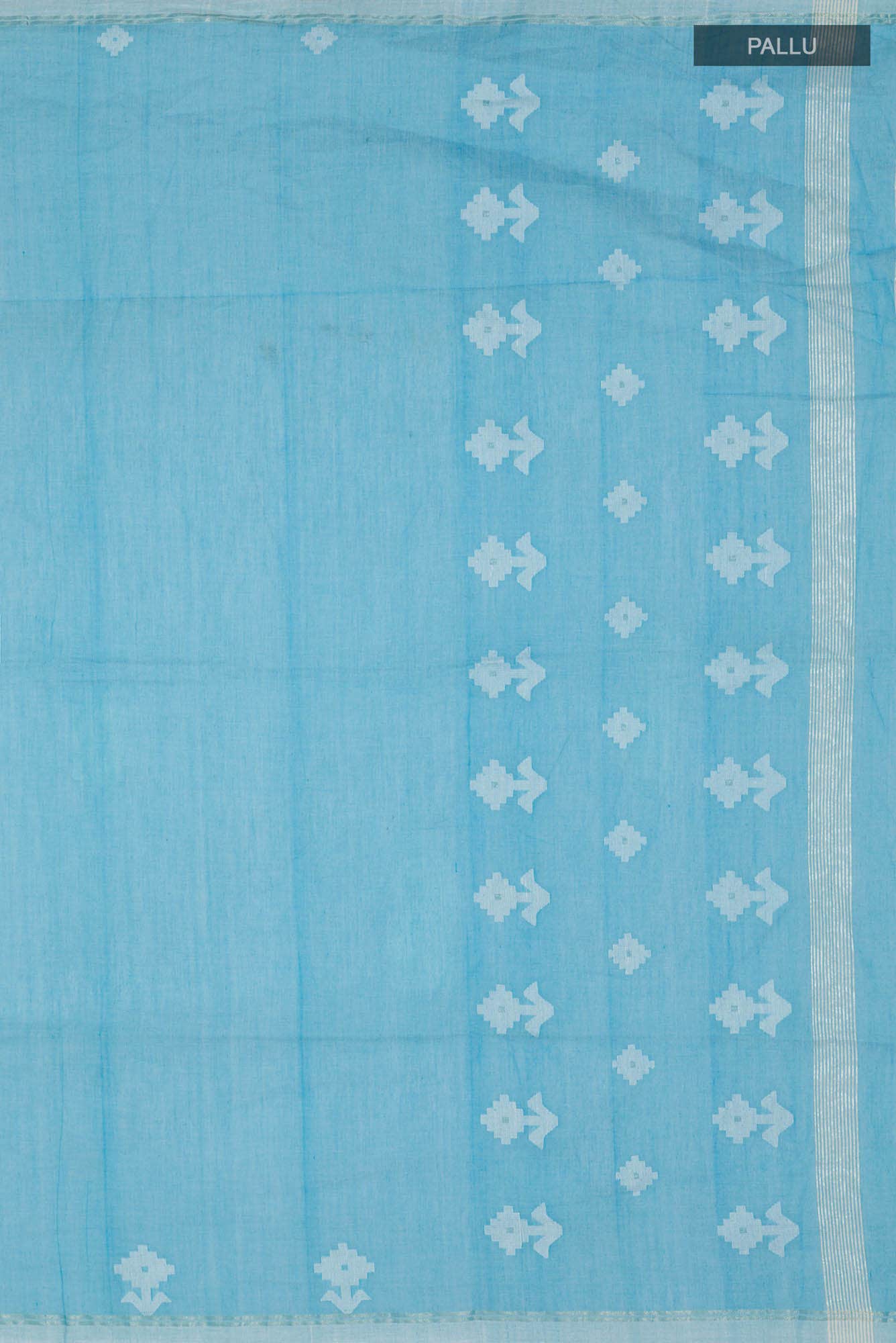 Anuradha-Sky Blue Bengal Cotton saree - Image 5