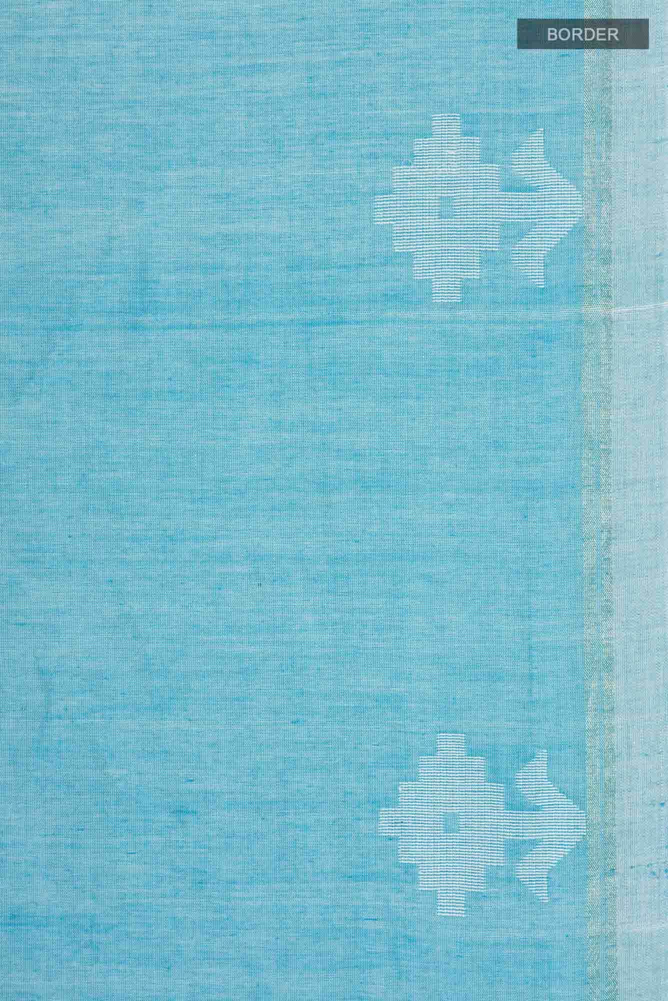 Anuradha-Sky Blue Bengal Cotton saree - Image 7