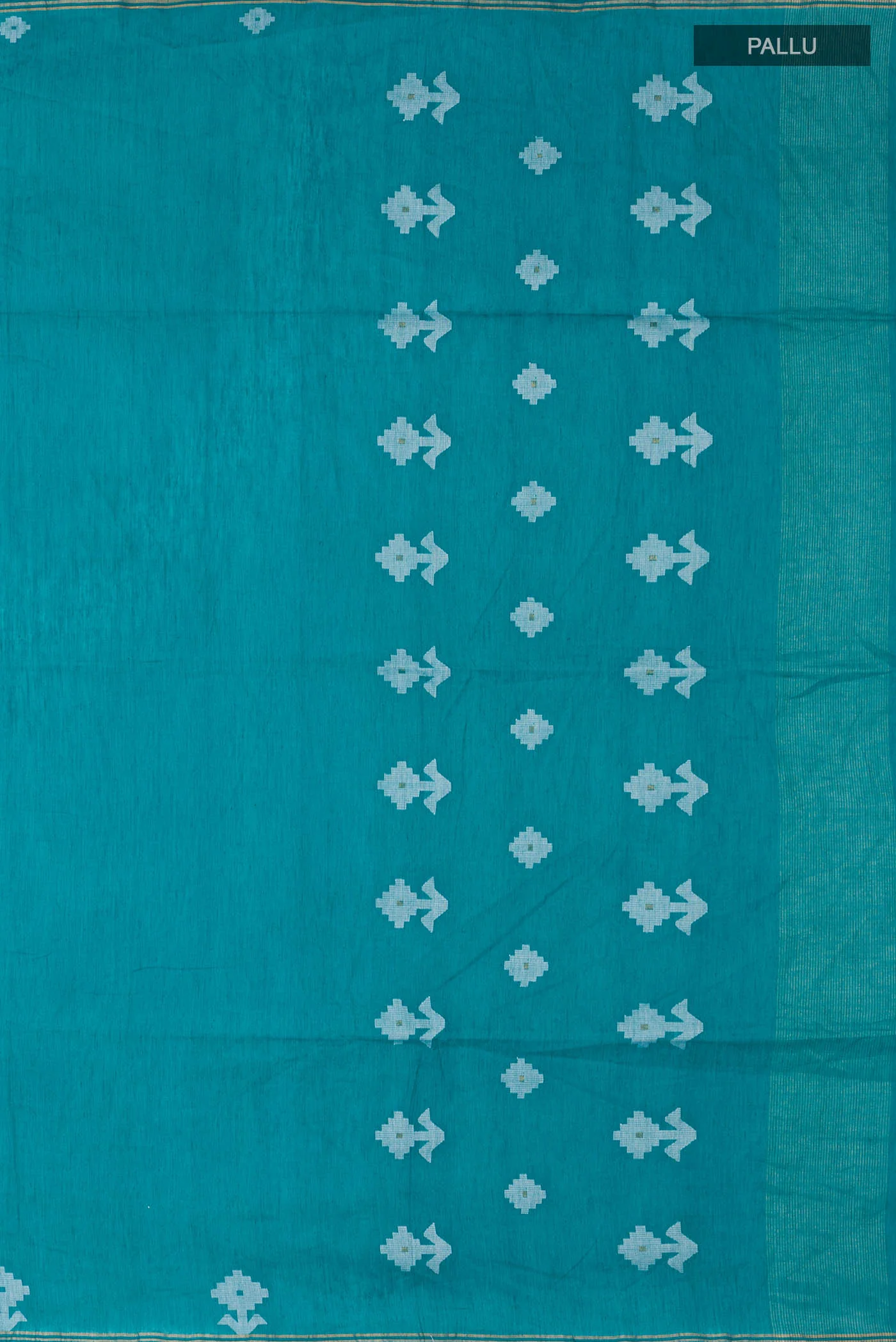 Anuradha-Teal Bengal Cotton Saree - Image 11