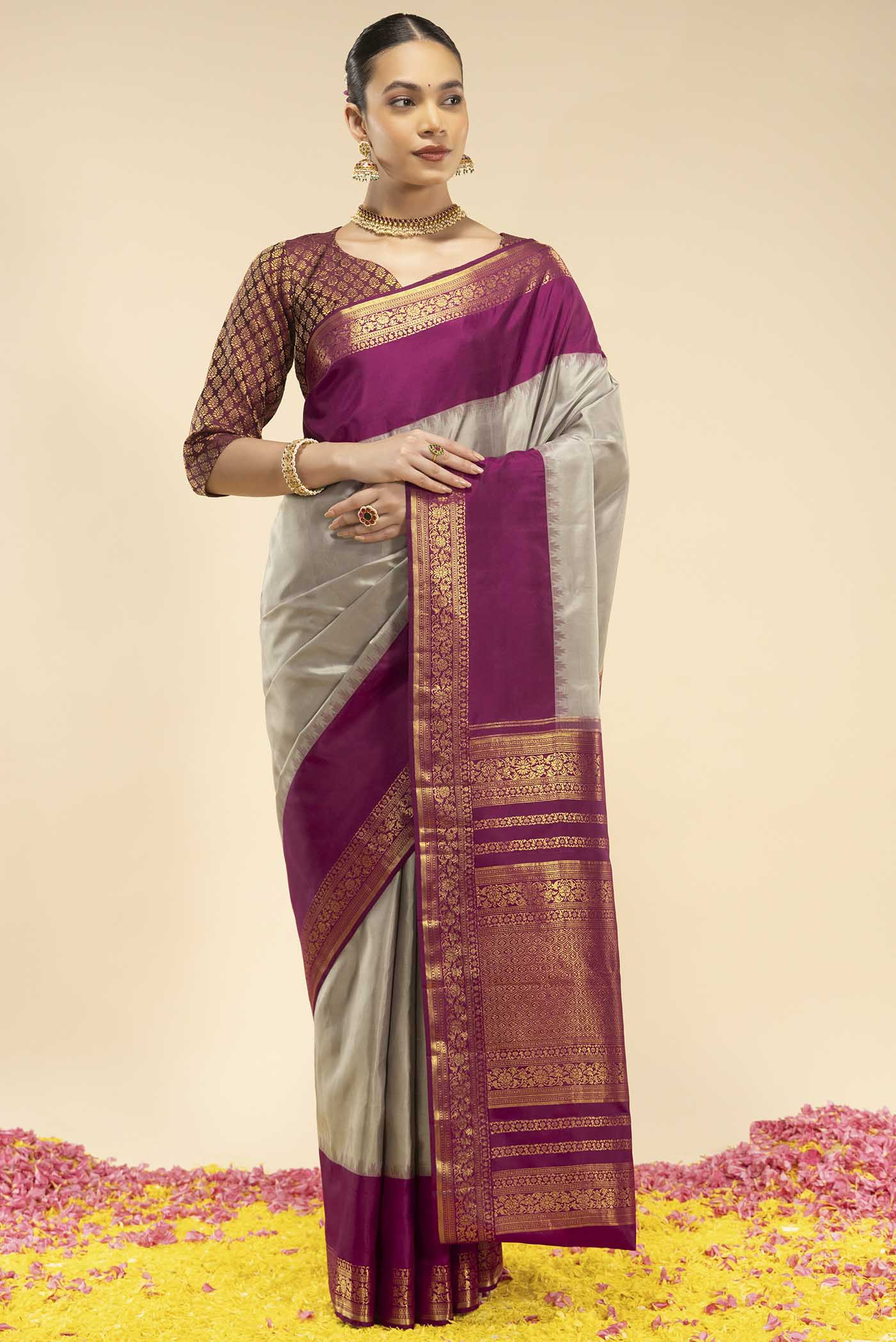 Aparajita-Grey Kanchipuram Silk Saree
