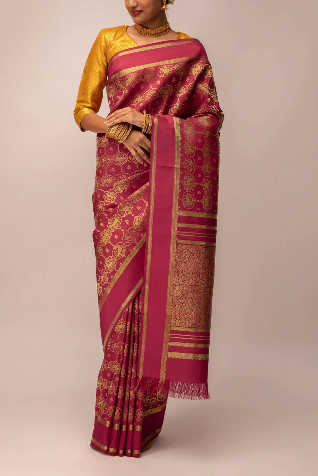 Malhar-Red Kanchipuram Silk Saree - Image 2