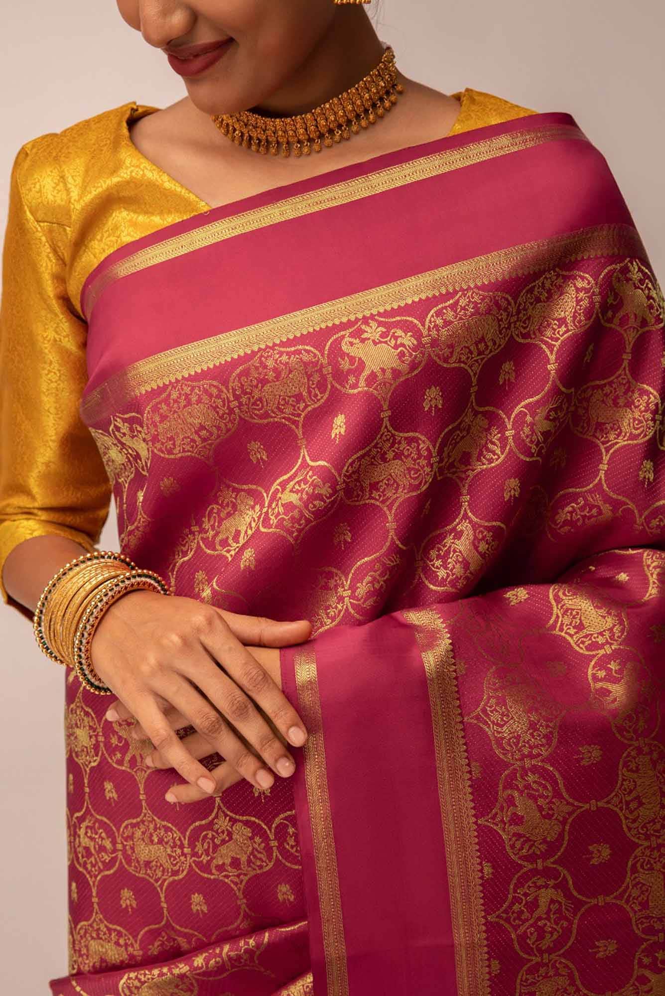 Malhar-Red Kanchipuram Silk Saree - Image 3
