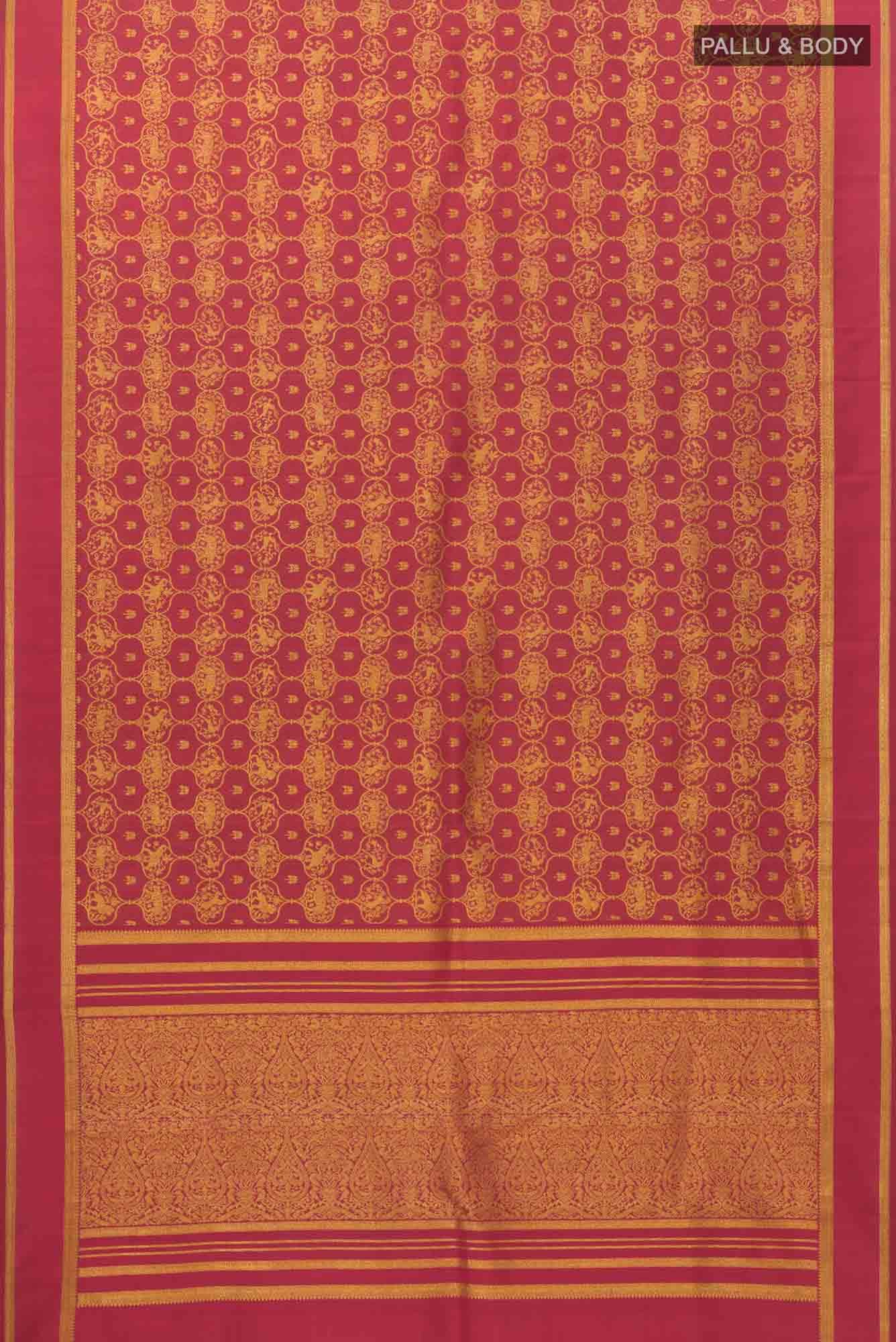 Malhar-Red Kanchipuram Silk Saree - Image 6