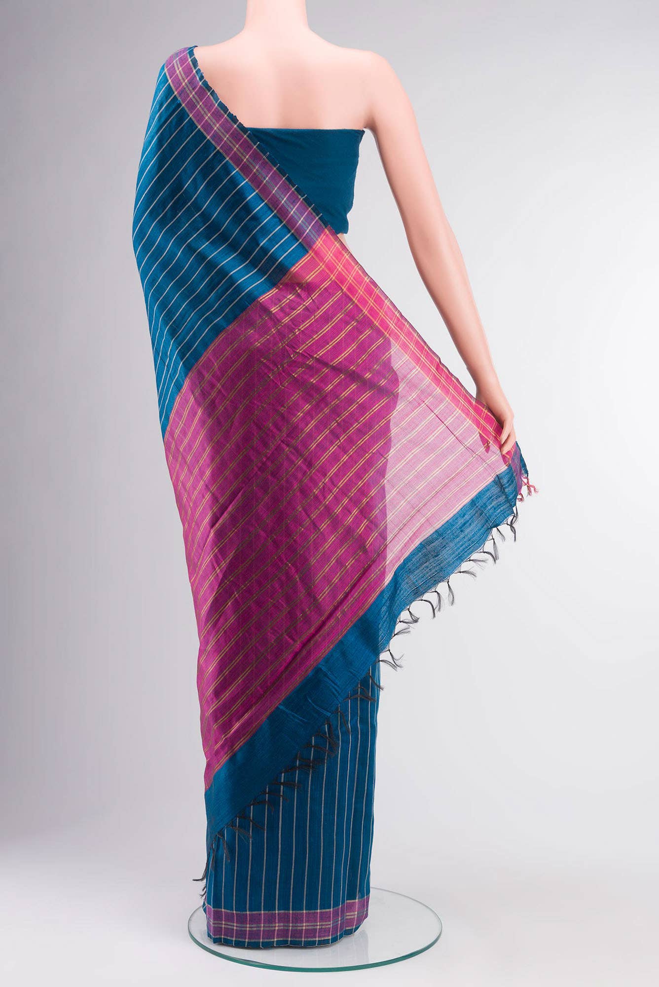 Avni-Blue Bhagalpuri Tussar Silk Saree - Image 10