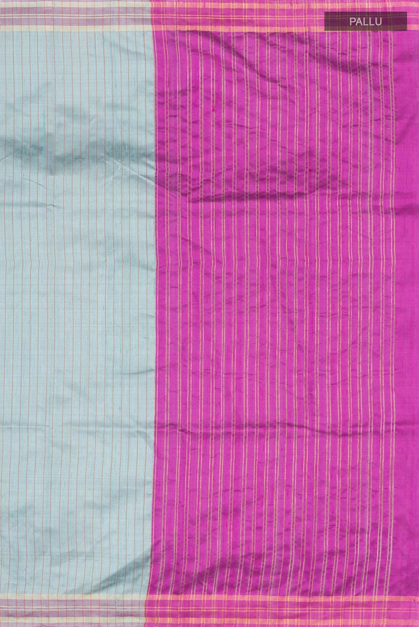 Avni-Blue Grey Bhagalpuri Tussar Silk Saree - Image 6