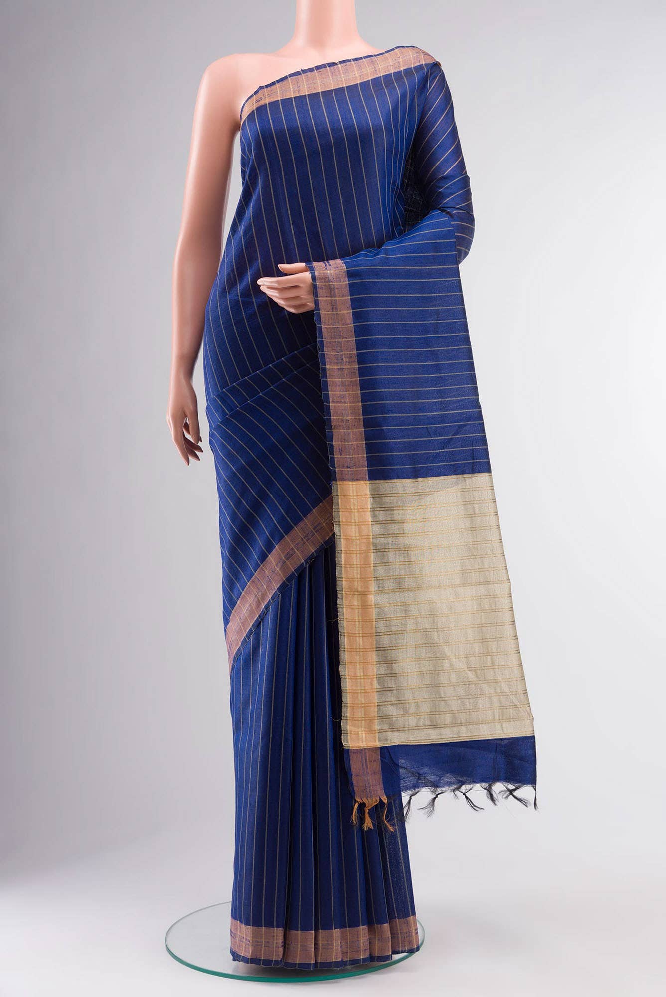 Avni-Royal Blue Bhagalpuri Tussar Silk Saree - Image 2
