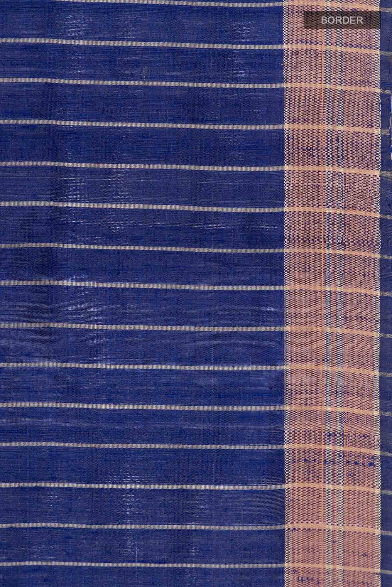 Avni-Royal Blue Bhagalpuri Tussar Silk Saree - Image 8