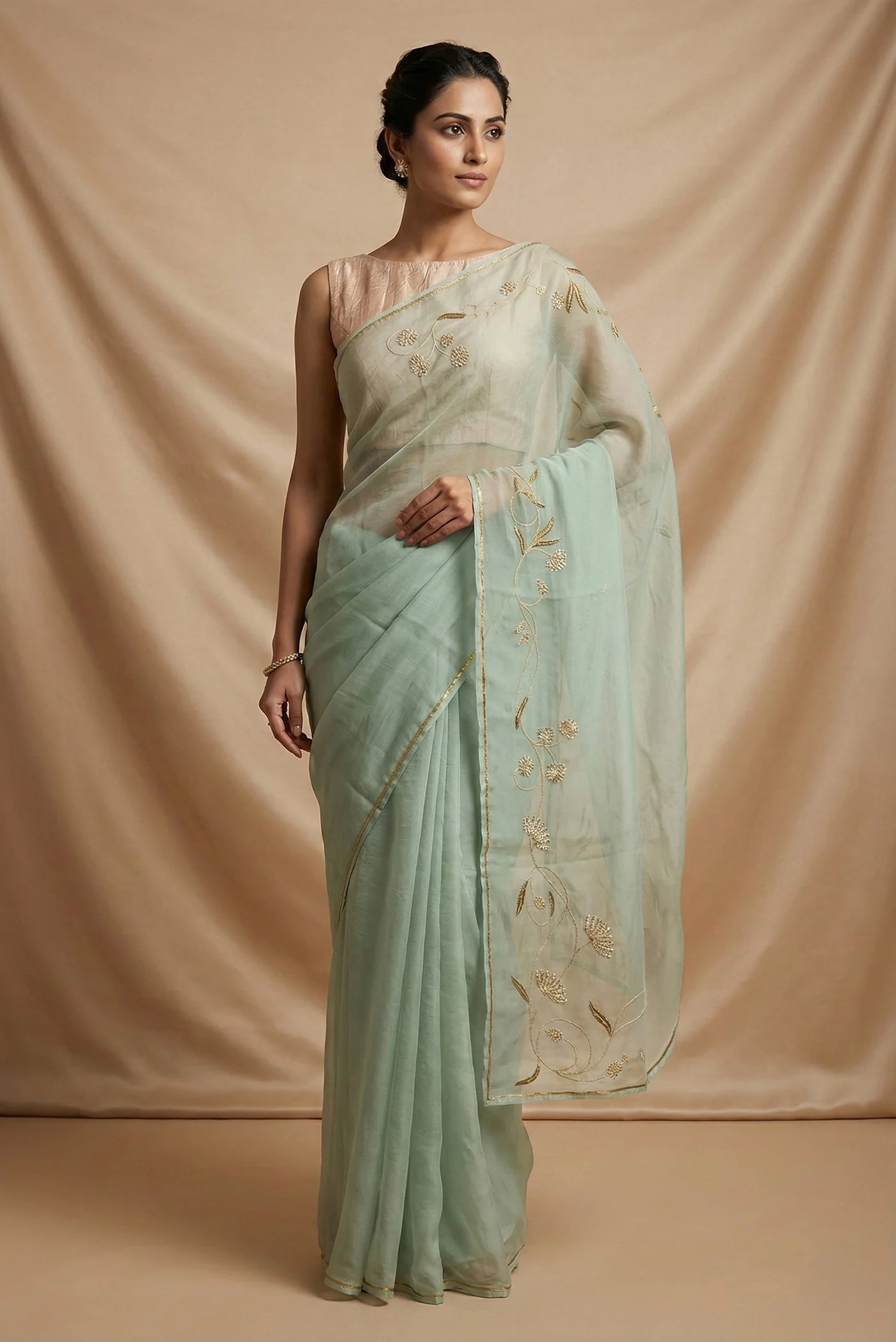 Bahar-Green Organza Silk Saree