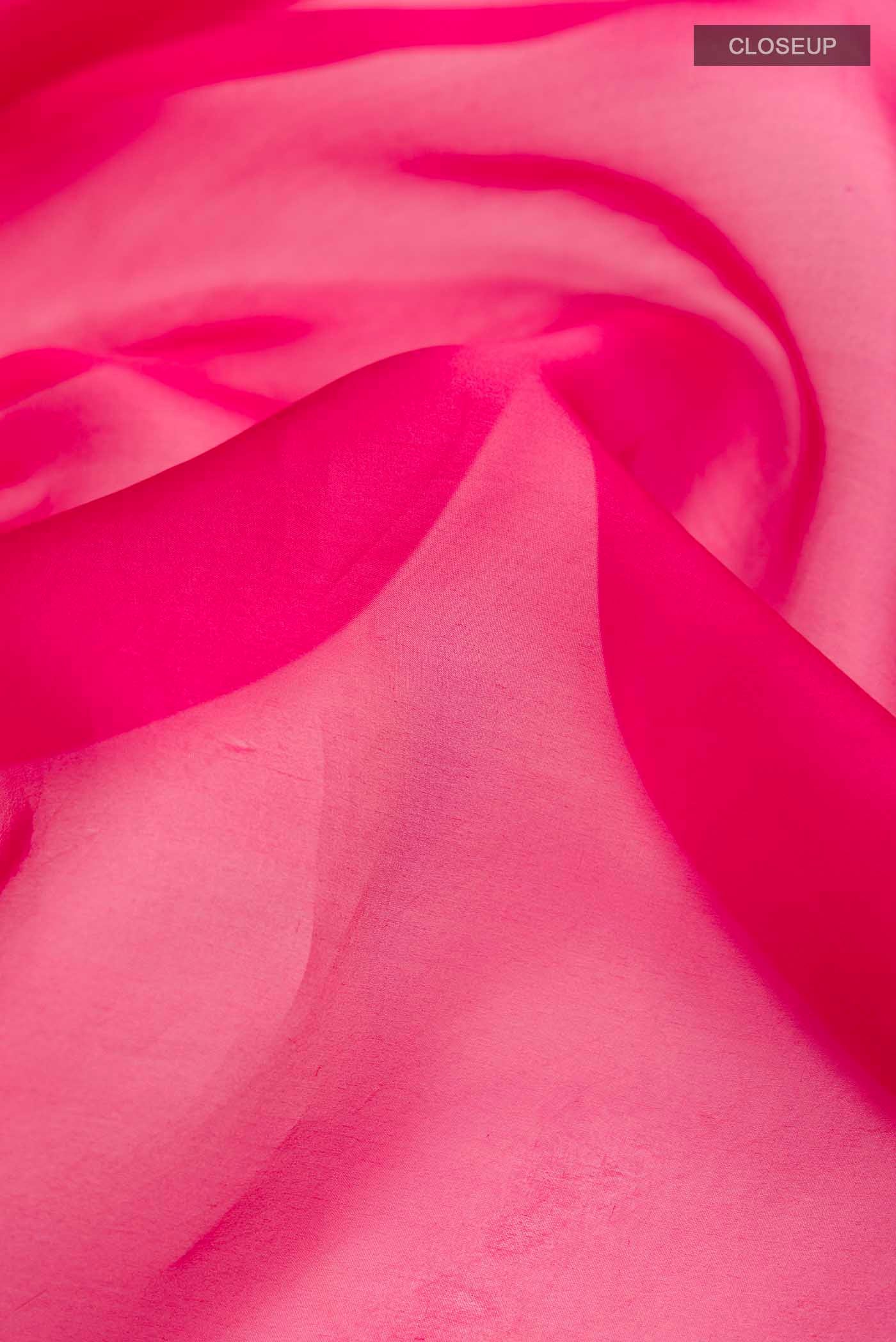 Bahar-Ruby Red Organza Silk Saree - Image 3